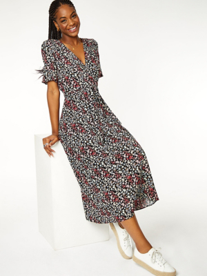 Floral Print Midi Wrap Dress | Women | George at ASDA